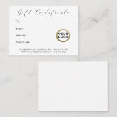 Logo Elegant Minimaal Modern Wit Cadeaubon Visitekaartje (Voorkant / Achterkant)