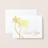 Logo élégant Palm Trees Gold Foil Merci Cartes (Devant avec enveloppe)