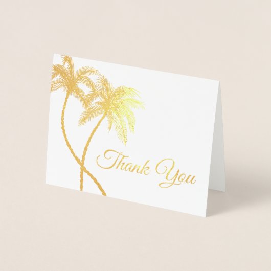 Logo élégant Palm Trees Gold Foil Merci Cartes (Devant)