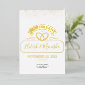Logo emblème romantique or mariage Foil Invitation (Debout devant)