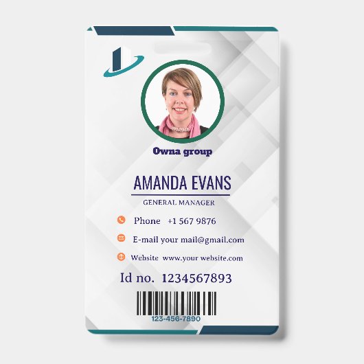 Logo employé photo ou Badge blanc CODE QR (Avant)