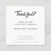 Logo en aangepaste kortingscode zwart vierkante visitekaartje (Achterkant)