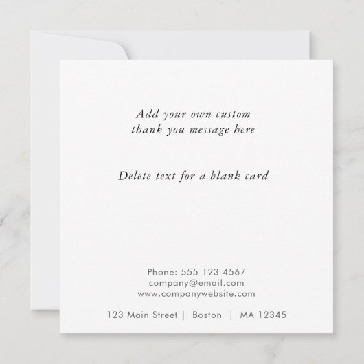 Logo en aangepaste tekst uploaden Modern Simple Bedankkaart (Achterkant)