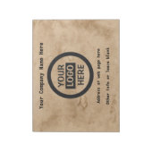 Logo en informatie bedrijf | Bruine achtergrond op Notitieblok (Gedraaid)