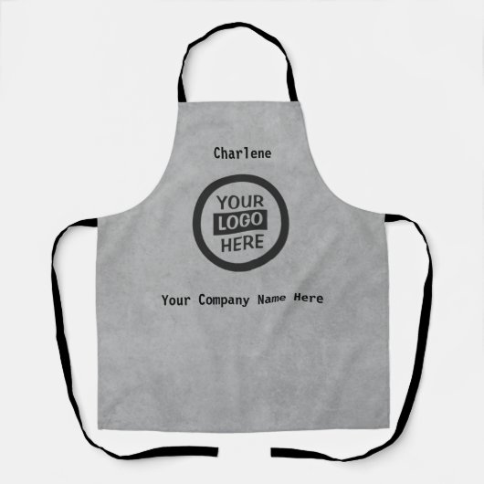 Logo en informatie bedrijf | Grijze achtergrond op Schort (Voorkant)