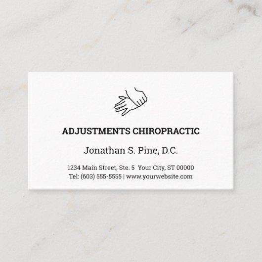 Logo- en Kantoor-uurkaarten voor chiropractische b Visitekaartje (Voorkant)