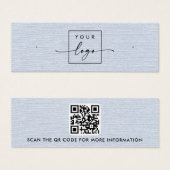Logo en lin bleu roux QR carte d'affichage d'oreil (Devant & derrière)