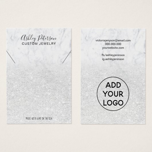 Logo en marbre blanc parties scintillant bijoux co (Devant & derrière)