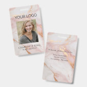 Logo en marbre doré roseCode photo employé Badge (Front & Back)