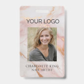 Logo en marbre doré roseCode photo employé Badge (Front)