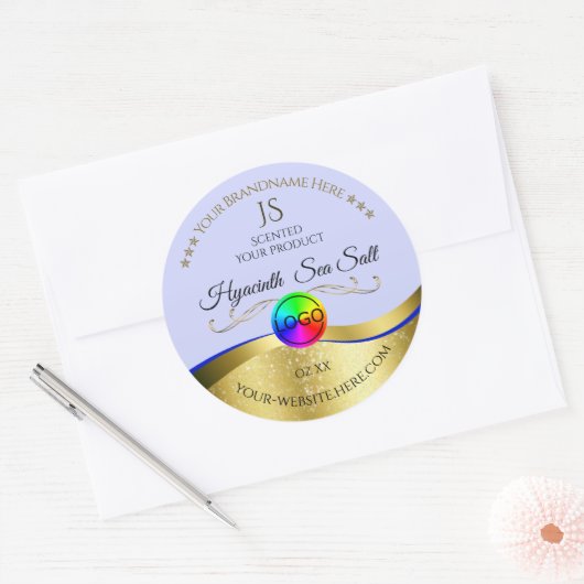 Logo en or bleu clair Wavy Monogram Étiquette prod (Enveloppe)