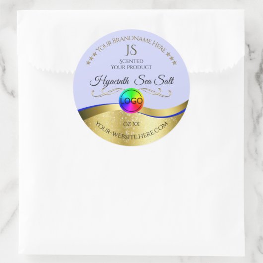 Logo en or bleu clair Wavy Monogram Étiquette prod (Sac)