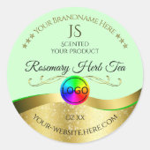 Logo en or vert clair Wavy Monogram Étiquette prod (Devant)