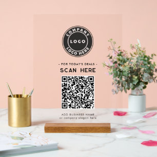 Logo en QR Code Modern Contactloos Bedrijf Acryl Bord