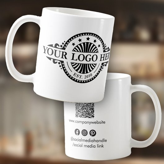 Logo en QR-code, sociale media, marketing Koffiemok