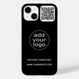 Logo- en QR-code zwart   Minimalistisch bedrijf Case-Mate iPhone 14 Hoesje