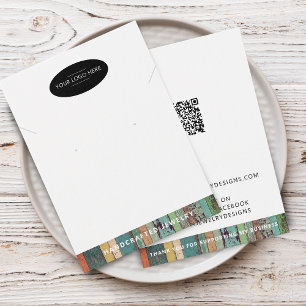 Logo- en QR-codenaambord voor ketting en oorbel Visitekaartje