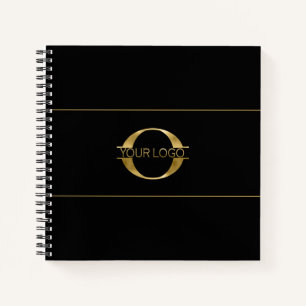 Logo en Social Media Icons Gold Folie/Bk Sq ID810 Notitieboek