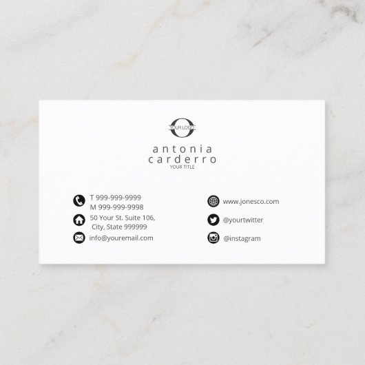 Logo- en sociale mediapictogrammen Blk/White Hor I Visitekaartje (Achterkant)