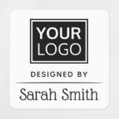 Logo en tekst met verdeel wit labels (Design 1)