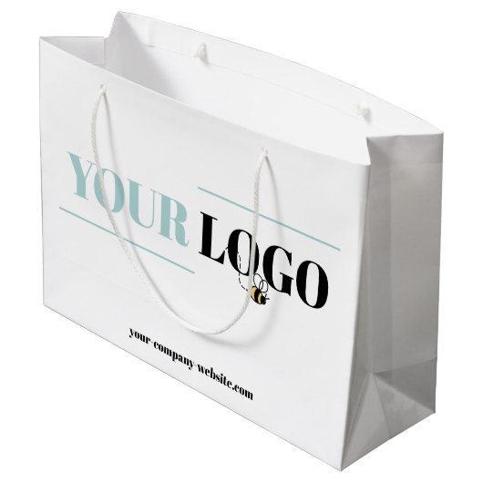 Logo en website van bedrijf - Aangepaste promotie Groot Cadeauzakje (Achterkant Gekanteld)