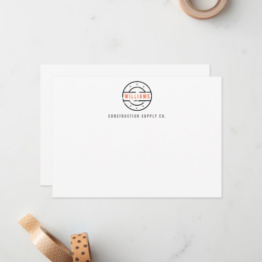 Logo estampillé rustique Carte pour notes plat per (Devant/Arrière en situation)