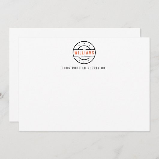 Logo estampillé rustique Carte pour notes plat per (Devant / Derrière)