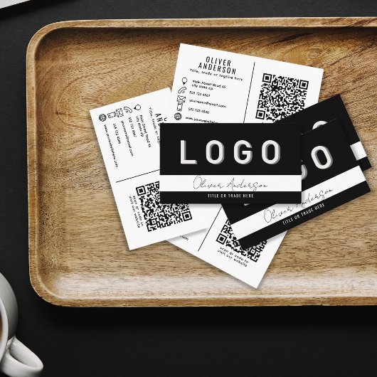 LOGO et code QR Carte de visite noir