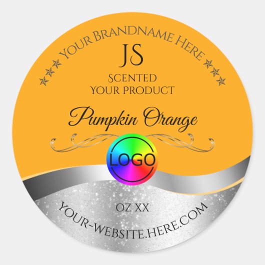 Logo et Étiquette de produit Orange Wavy Silver (Devant)