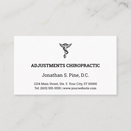 Logo et heures de bureau Chiropratique Cartes de r (Devant)