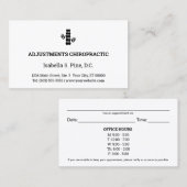 Logo et heures de bureau Chiropratique Cartes de r (Devant / Derrière)