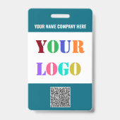 Logo et QR Code Info Texte Modèle de badge commerc (Arrière)