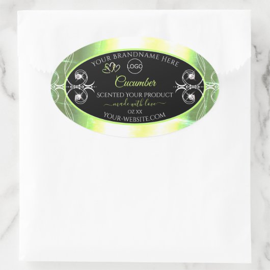 Logo Étiquette Bijoux en noir vert clair (Sac)