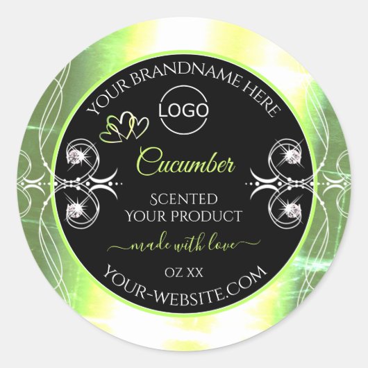 Logo Étiquette Bijoux en noir vert clair (Devant)
