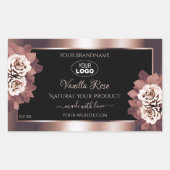 Logo Étiquette de luxe Rose Gold Black Floral (Devant)
