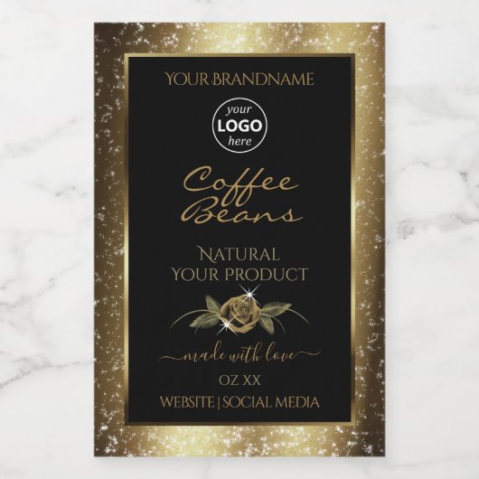 Logo Étiquette de produits Brown de luxe noir et o (Étiquettes simples)