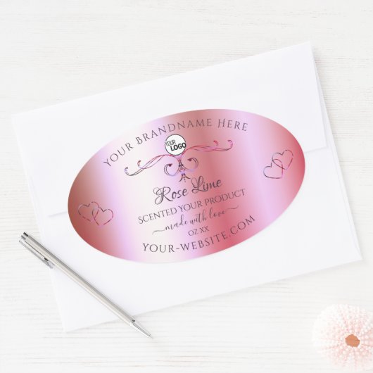 Logo Étiquette de produits ornés rose et vert (Enveloppe)