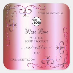 Logo Étiquette de produits ornés rose et vert