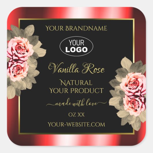 Logo Étiquette Floral Rose (Devant)