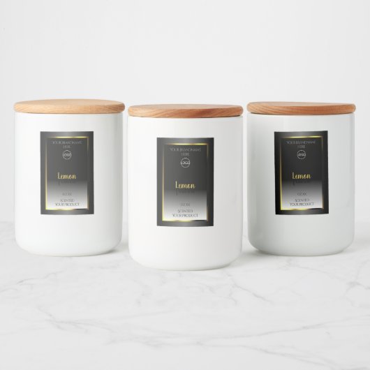 Logo Étiquette Gold Frame  Black White (Bouteilles)