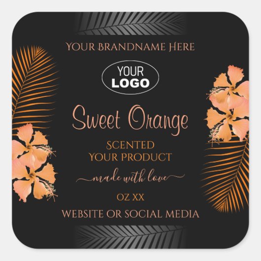 Logo Étiquette Orange Hawaiian Flowers (Devant)