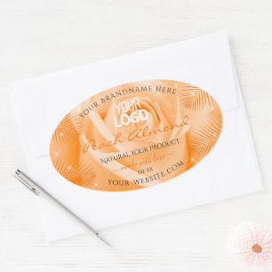 Logo Étiquette orange Rose Palm Feuille