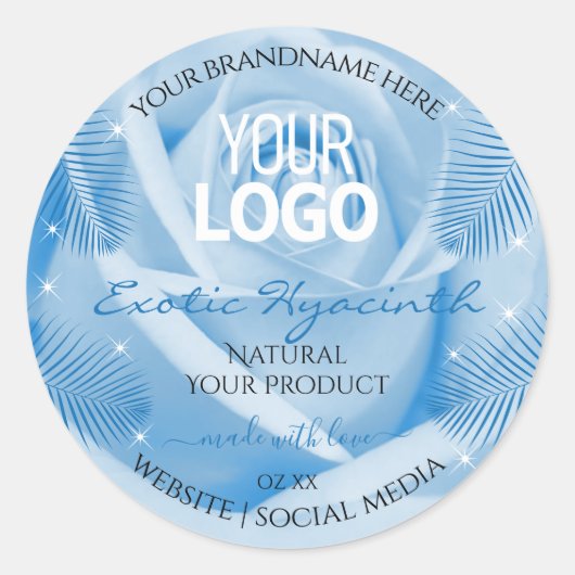 Logo Étiquette Rose bleu Palm Feuille (Devant)