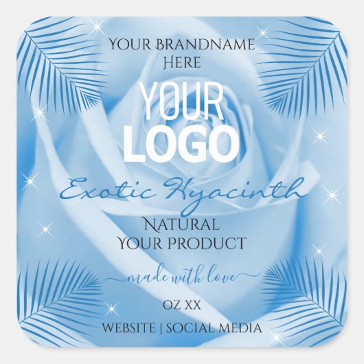 Logo Étiquette  Rose bleu Palm Feuille (Devant)