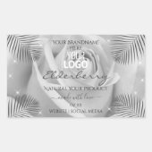 Logo Étiquette Rose gris argent Palm Feuille (Devant)
