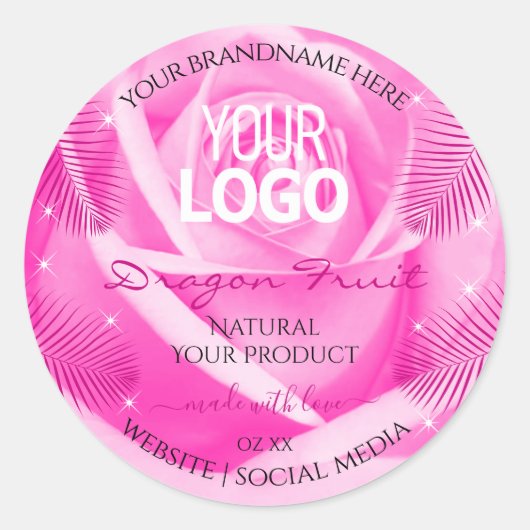 Logo Étiquette Rose Rose Palm Feuille (Devant)