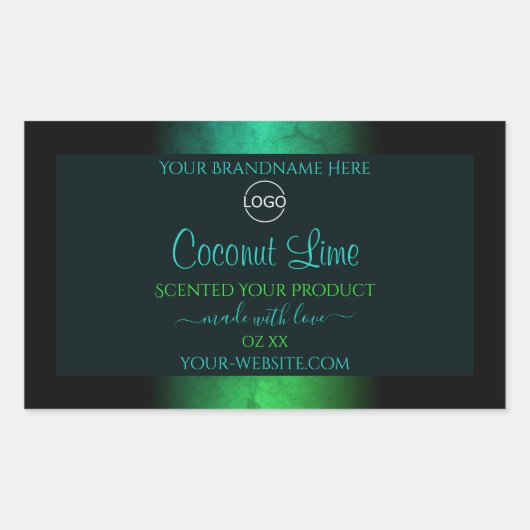 Logo Étiquette turquoise et vert Marbre Élégant pr (Devant)