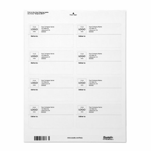 Logo Expédition Professionnel Étiquette (Feuille entière)