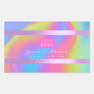 Logo Eyelash Makeup Hair Nails Holograaf Paars Rechthoekige Sticker
