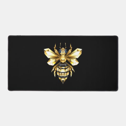 Logo Faux Gold Foil Bee Polygonal sur Noir (Recto)